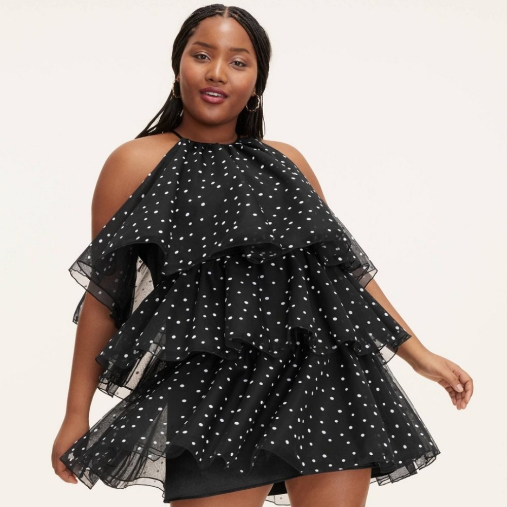 Kate Spade Tiered Mini Polka Dot Mini Dress Ruffle Cake x Target Black White
